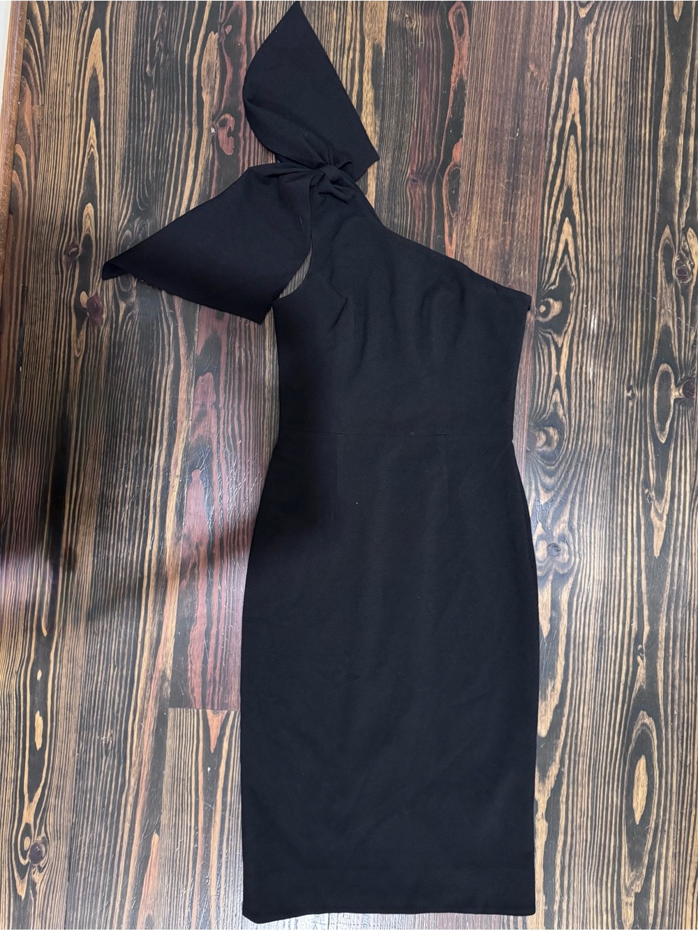 Dress the Population Black One-Shoulder Dress with Bow Accent